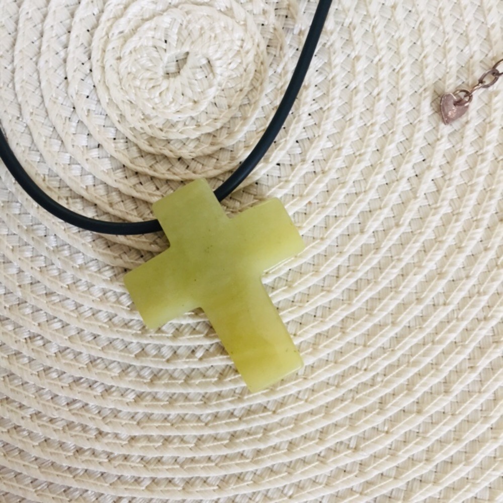 Green Stone Cross Necklace stocking stuffer
